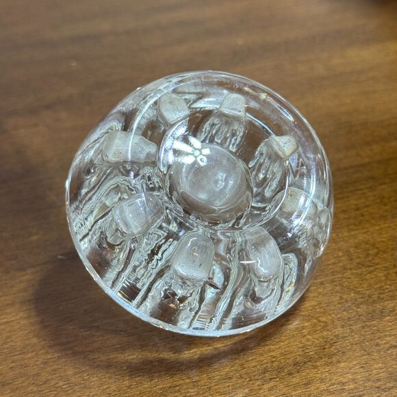 Vintage Flower Frog Clear Glass Floral Arrangement 8 Holes Solid Bottom - Picture 4 of 6